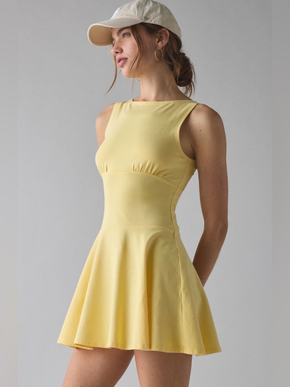 Boatneck Drop Waist Knit Mini Dress